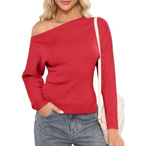 كنزات نسائية بدون أكتاف لخريف 2025 بأكمام طويلة وفضفاضة ومتماسكة وبلوفرات غير رسمية وبلوزات in Kuwait