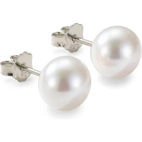 KEZEF Freshwater Pearl Stud Earrings for Women – AAA Quality Cultured Pearls on 925 Sterling Silver Post Rhodium or 14K Gold Plated, Sizes 6‑11 mm in Kuwait