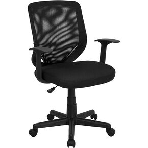 Flash Furniture Norris Mid-Back Mesh Tapered Back Swivel Task Office Chair with T-Arms, Ergonomic Padded Mesh Swivel Computer Chair, Black in Kuwait