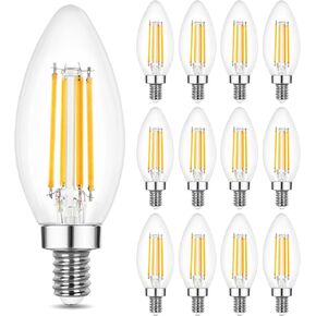 Sigalux LED Candelabra Light Bulbs, Dimmable E12 LED Bulb 60W Equivalent, 2700K Soft White, B10 Candle Bulbs for Chandelier, 5W, 450LM,12 Pack in Kuwait