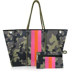 Beach Bag, Neoprene Tote Bag, Beach Bags Waterproof Sandproof, Multipurpose Large Tote Bag for Beach, Swimming, Gym Bag, Travel Bag （Camouflage） in Kuwait