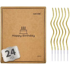 24-Count Gold Spiral Long Thin Metallic Birthday Candles, Cake Candles, Birthday Parties, Wedding Decorations, Party Candles. in Kuwait