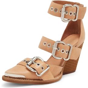 Agodor Chunky Heels for Women Wedge Stacked Heeled Sandals Pointed Toe Pumps Western Sandals Metal Buckle Straps Dress Shoes in Kuwait