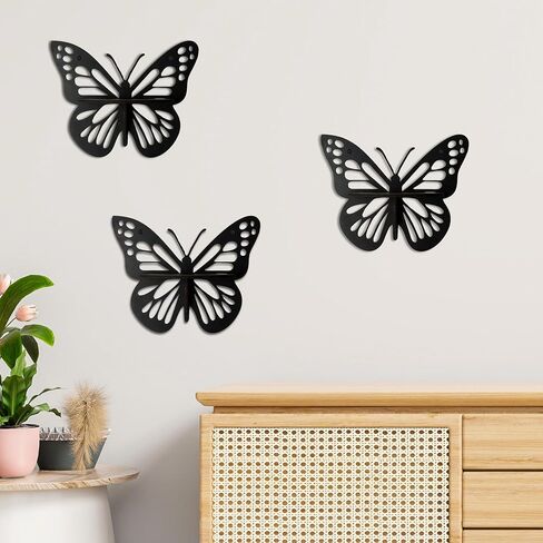 X DELUXE Set of 3 Wooden Butterfly Wall Decor Shelves MDF Butterfly Design Decorative Wall Art with Small Display Space Easy Mounting with Screws or Adhesive for Living Room Bedroom or Entryway in Saudi Arabia