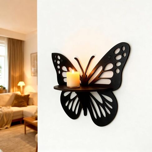 X DELUXE Set of 3 Wooden Butterfly Wall Decor Shelves MDF Butterfly Design Decorative Wall Art with Small Display Space Easy Mounting with Screws or Adhesive for Living Room Bedroom or Entryway in Saudi Arabia