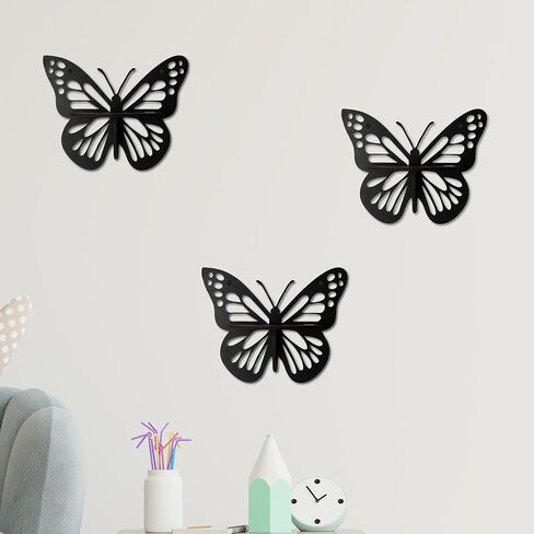 X DELUXE Set of 3 Wooden Butterfly Wall Decor Shelves MDF Butterfly Design Decorative Wall Art with Small Display Space Easy Mounting with Screws or Adhesive for Living Room Bedroom or Entryway in Saudi Arabia