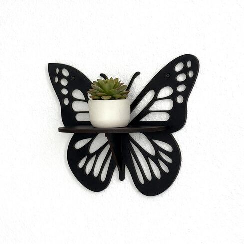 X DELUXE Set of 3 Wooden Butterfly Wall Decor Shelves MDF Butterfly Design Decorative Wall Art with Small Display Space Easy Mounting with Screws or Adhesive for Living Room Bedroom or Entryway in Saudi Arabia