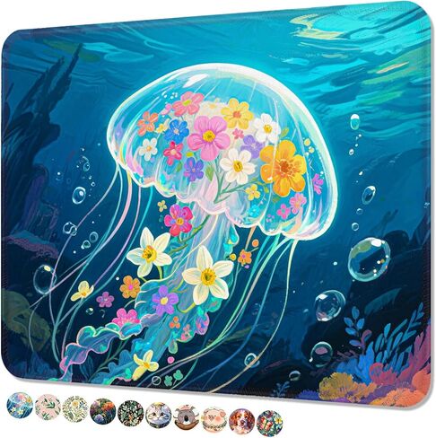 Mouse Pad, Square Cute Mouse Pad 10 x 8 Inch, Waterproof Premium-Textured & Stitched Edge Computer Mat with Non-Slip Rubber Base for Office Home Gaming Laptop, Black Cat and Moon in Saudi Arabia