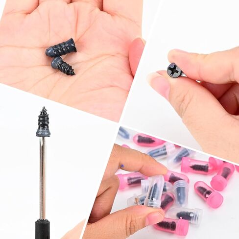 60PCS Tire Repair Rubber Nails, Screw in Tire Repair Nails Kit with a Screwdriver, Tire Repair Screws, Self-Service Tire Plugs Screw Type, Tire Repair First Aid Kit for Car, Motorcycle, Truck in Saudi Arabia