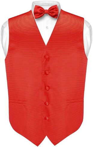 Men's Dress Vest & BOWTie Burgundy Red Woven BOW Tie Horizontal Stripe Set in Saudi Arabia