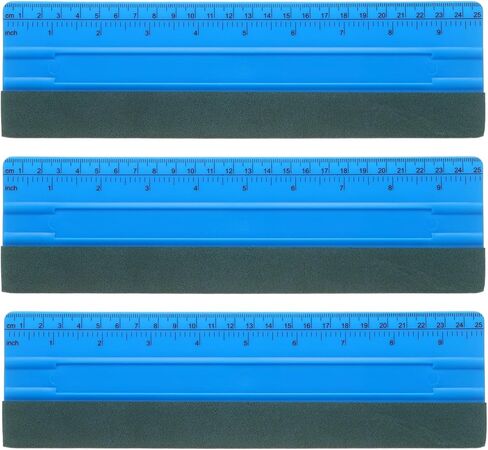 HARFINGTON 3pcs Vinyl Wrap Squeegee 9.8" Felt Edge Wrap Scraper with Ruler Vinyl Squeegee Window Tint Tool for Decal Wallpaper Window Car Wrapping, Blue in Saudi Arabia