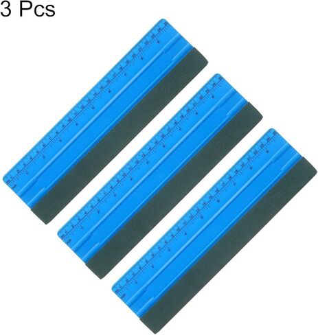 HARFINGTON 3pcs Vinyl Wrap Squeegee 9.8" Felt Edge Wrap Scraper with Ruler Vinyl Squeegee Window Tint Tool for Decal Wallpaper Window Car Wrapping, Blue in Saudi Arabia