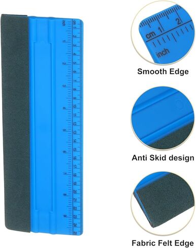 HARFINGTON 3pcs Vinyl Wrap Squeegee 9.8" Felt Edge Wrap Scraper with Ruler Vinyl Squeegee Window Tint Tool for Decal Wallpaper Window Car Wrapping, Blue in Saudi Arabia