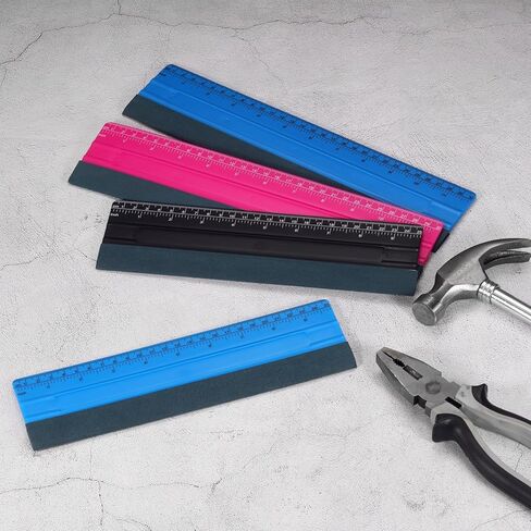 HARFINGTON 3pcs Vinyl Wrap Squeegee 9.8" Felt Edge Wrap Scraper with Ruler Vinyl Squeegee Window Tint Tool for Decal Wallpaper Window Car Wrapping, Blue in Saudi Arabia