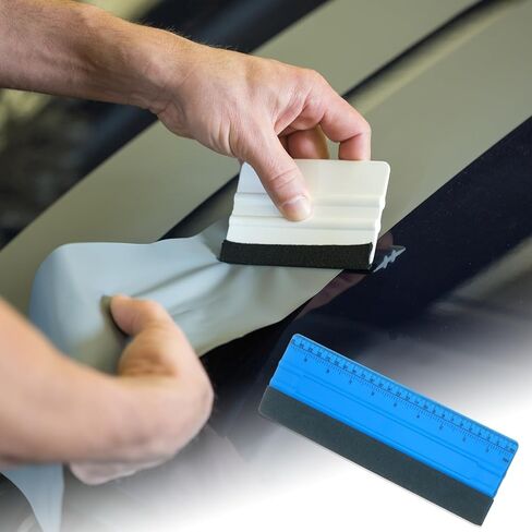 HARFINGTON 3pcs Vinyl Wrap Squeegee 9.8" Felt Edge Wrap Scraper with Ruler Vinyl Squeegee Window Tint Tool for Decal Wallpaper Window Car Wrapping, Blue in Saudi Arabia