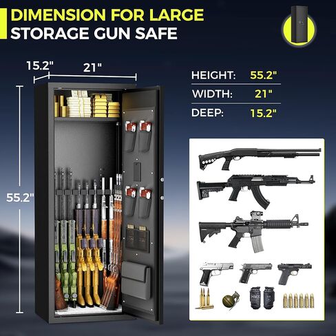 INTERGREAT 8-12 خزائن أسلحة، آمنة للبنادق، خزائن أسلحة للبندقية المنزلية والمسدسات، مسدس طويل آمن لبندقية بندقية للمنزل، خزائن بندقية سريعة الوصول، أرفف قابلة للتعديل، سهلة التجميع in Kuwait