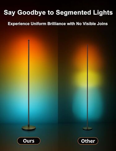 مصباح أرضي للزاوية، مصباح زاوية LED ذكي RGBICW مع تطبيق وجهاز تحكم عن بعد، 16 مليون لون DIY، مزامنة الموسيقى، مصباح أرضي LED حديث لغرف المعيشة وغرف النوم وغرف الألعاب in Kuwait