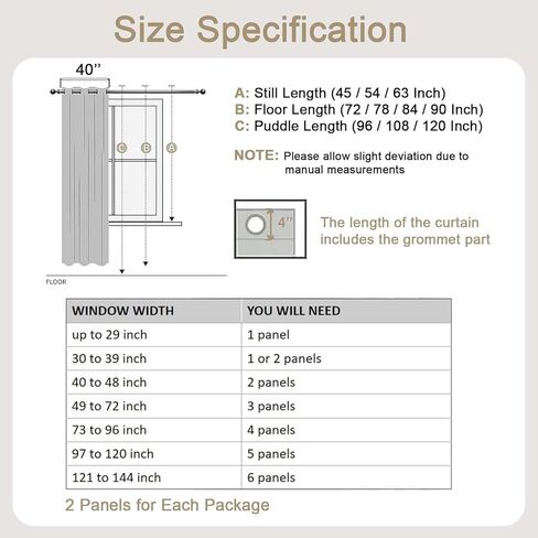 ستائر تعتيم بنسبة 100% - ستائر من القماش الناعم السميك الصلب معزولة حراريًا بحلقات معدنية لمنع الضوء بالكامل لغرفة النوم وغرفة المعيشة وغرفة الطعام، باللون الأسود، لوحتان، 2 × 40 عرض × 63 طول بوصة in Kuwait