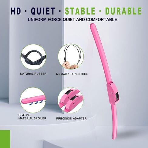 جودة OEM 26 بوصة + 17 بوصة شفرات ممسحة الزجاج الأمامي PARRATI Premium لجميع المواسم باللون الوردي الساخن (مجموعة من 2) in Kuwait