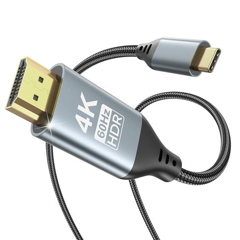 كابل USB C إلى HDMI للمكتب المنزلي بطول 6 أقدام (4K@60 هرتز) سلك HDMI 2.0 مجدول عالي السرعة، Thunderbolt 3/4 متوافق مع أجهزة MacBook وiPhone 15/16 Pro/Max وiPad Pro وiMac وGalaxy S8-S25 in Kuwait