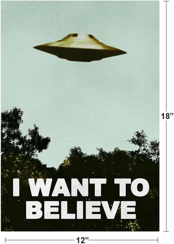أريد أن أصدق ملصق 90s ديكور الغرفة UFO الغريبة الخيال العلمي الخيال الرعب بارد جدار الفن طباعة ملصق 12x18 in Saudi Arabia