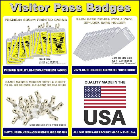 شارات مرور الزائر - بلاستيك PVC (مطبوعة حسب الطلب مع اسم شركتك ورقمها) متوفرة في مجموعات مكونة من 12 و36 و60 و108 قطعة - صُنعت في الولايات المتحدة الأمريكية باللون الأصفر in Kuwait