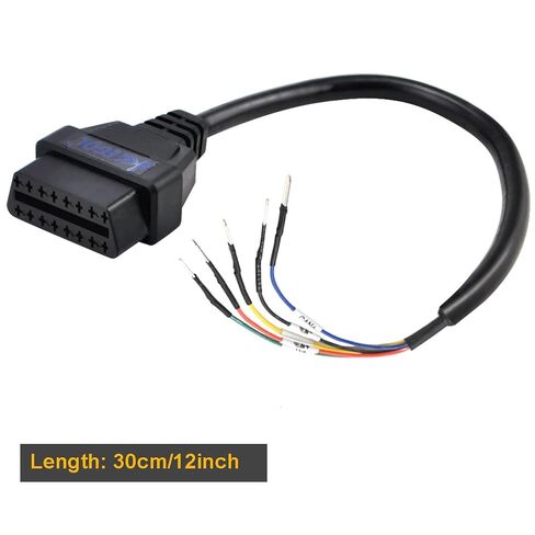 ikkegol حزمة من 2 obd obdii obd2 16 دبوس أنثى موصل k + can k خط الطائر اختبار كابل العالمي ضفيرة diy موبلي محول للدراجات النارية سيارة شاحنة 1 قدم قدم 30 سم / 12 2 قطع in Saudi Arabia