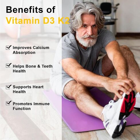 D3 K2 Vitamin 10000 IU Softgels, D3 K2 Supplement with Coconut Oil for Bone, Teeth Health, Support Muscle & Heart Health, 90 Count in Saudi Arabia