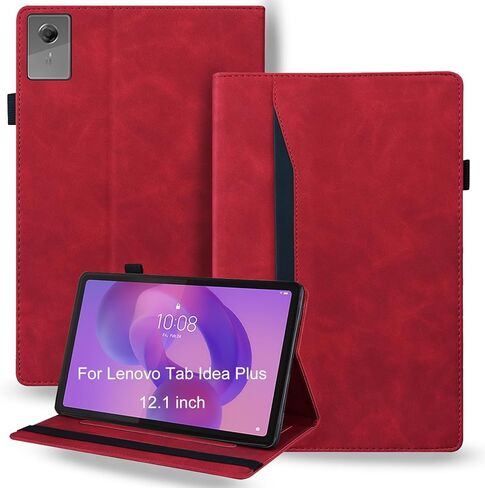 حافظة ريترو لجهاز Lenovo Idea Tab Plus 12.1 بوصة إصدار 2025 - غطاء واقٍ مقاوم للصدمات من جلد البولي يوريثان ومادة TPU الهجينة مع حزام قبضة مضاد للانزلاق، وفتحات للبطاقات ومسند - أخضر in Saudi Arabia