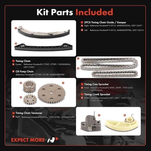 A-Premium 9PCS Engine Timing Chain Kit W/Sprocket & Tensioner & Guide Compatible with Ford & Lincoln - Escape 2010-2019, Fusion 2010-2020, Transit Connect 2014-2015, MKZ 2011-2012 - L4 2.3L 2.5L in Saudi Arabia