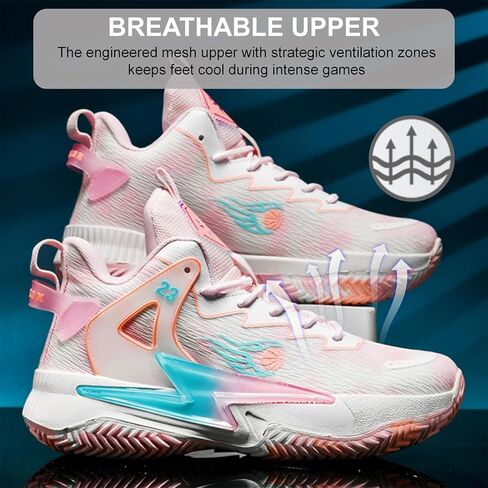 Moodeng Womens Basketball Shoes Breathable Non Slip Sports Shoes Fashion Running Sneakers Supportive Athletic Gym Shoes in Saudi Arabia