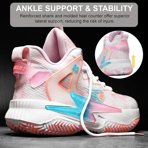 Moodeng Womens Basketball Shoes Breathable Non Slip Sports Shoes Fashion Running Sneakers Supportive Athletic Gym Shoes in Saudi Arabia