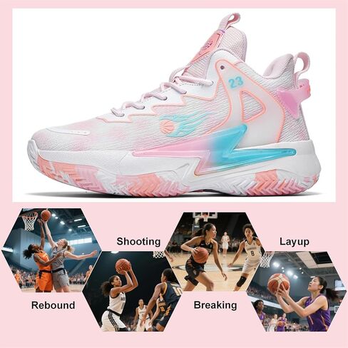 Moodeng Womens Basketball Shoes Breathable Non Slip Sports Shoes Fashion Running Sneakers Supportive Athletic Gym Shoes in Saudi Arabia