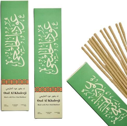 Oud Al Khaleeji Incense Sticks by Dukhni – Zesty Oudh Scent | Agarwood Arabian Charcoal Free Incense I 90 Long-Lasting Oud Sticks | Organic & Non Toxic I Relaxing Aroma for Home, Meditation, Prayer in Saudi Arabia