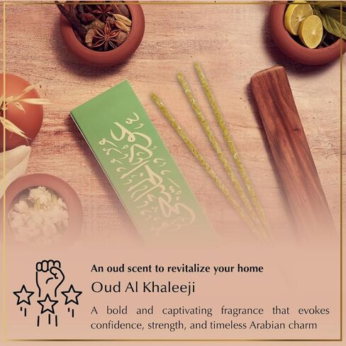 Oud Al Khaleeji Incense Sticks by Dukhni – Zesty Oudh Scent | Agarwood Arabian Charcoal Free Incense I 90 Long-Lasting Oud Sticks | Organic & Non Toxic I Relaxing Aroma for Home, Meditation, Prayer in Saudi Arabia