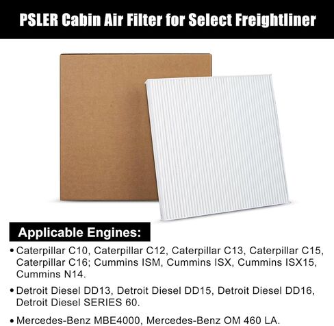 PSLER Cabin Air Filter for Freightliner Cascadia Columbia Coronado Abp N10g 91559, AF26235, PA4857, P609422, PA10181, BOA91559, Truck Filter with Spongy Electrostatic Fiber FCA2302E, 1pcs in Saudi Arabia