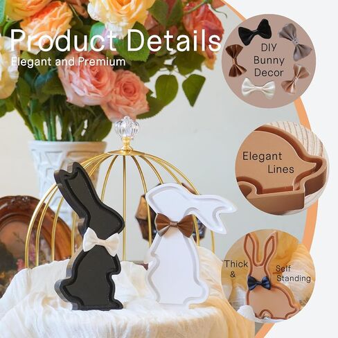 NYUWOUARC Easter Bunny Decorations,3 Pcs Wooden Bunnies Rustic Farmhouse Table Signs Decor,Modern Spring Easter Decor Rabbit for Shelf Mantle Indoor Office Home,Tiered Tray Set in Saudi Arabia