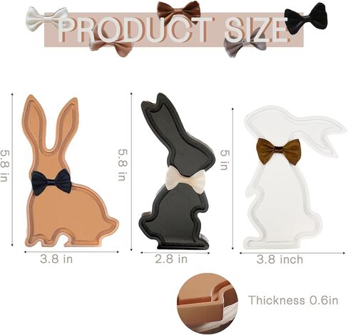 NYUWOUARC Easter Bunny Decorations,3 Pcs Wooden Bunnies Rustic Farmhouse Table Signs Decor,Modern Spring Easter Decor Rabbit for Shelf Mantle Indoor Office Home,Tiered Tray Set in Saudi Arabia