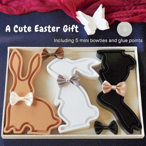 NYUWOUARC Easter Bunny Decorations,3 Pcs Wooden Bunnies Rustic Farmhouse Table Signs Decor,Modern Spring Easter Decor Rabbit for Shelf Mantle Indoor Office Home,Tiered Tray Set in Saudi Arabia