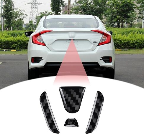 Compatible with Car Rear Tailgate Emblem Logo Trim Carbon Fiber Emblem Badge Decal Cover Sticker Accessories for Honda 11th Gen Civic 2022-2026 4PCS(Black) in Saudi Arabia