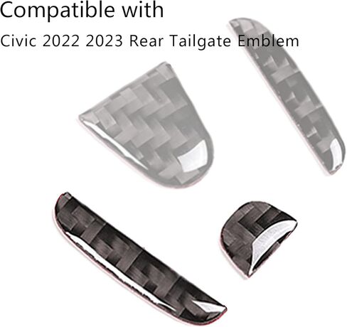 Compatible with Car Rear Tailgate Emblem Logo Trim Carbon Fiber Emblem Badge Decal Cover Sticker Accessories for Honda 11th Gen Civic 2022-2026 4PCS(Black) in Saudi Arabia