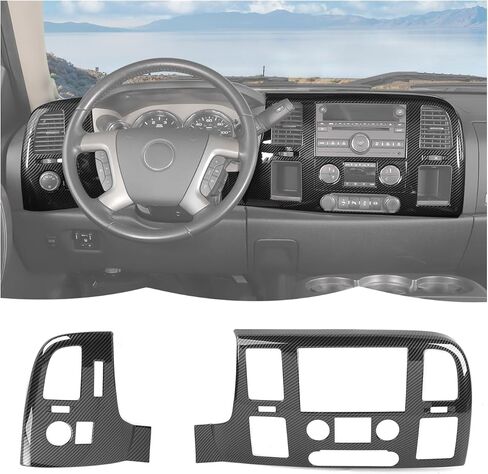 RT-TCZ Center Console Navigation GPS Panel Cover Trim Decoration Interior Accessories for Chevy Silverado 2007-2013,for GMC Sierra 2007-2013,Black Carbon Fiber in Saudi Arabia