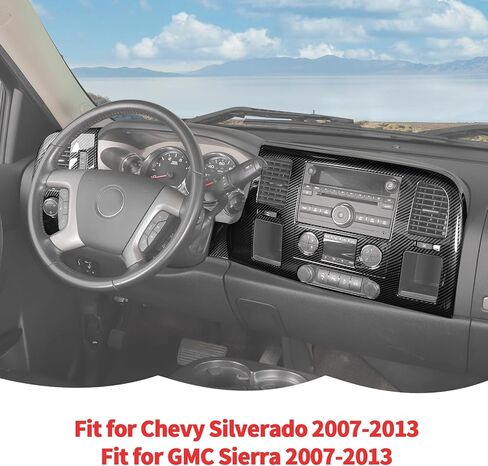 RT-TCZ Center Console Navigation GPS Panel Cover Trim Decoration Interior Accessories for Chevy Silverado 2007-2013,for GMC Sierra 2007-2013,Black Carbon Fiber in Saudi Arabia