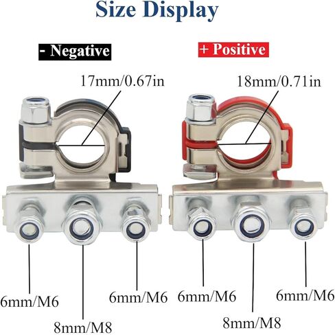 YSIL 3 Way Top Post Battery Terminal Connectors 12V Automotive Battery Wire Cable Terminal Clamp Ends Copper Plate with 3 Bolt for Car, Van, Boat, Motorcycle Postive and Negative Red & Black in Saudi Arabia