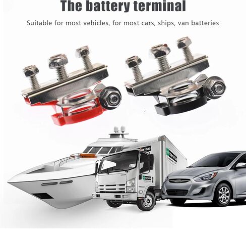 YSIL 3 Way Top Post Battery Terminal Connectors 12V Automotive Battery Wire Cable Terminal Clamp Ends Copper Plate with 3 Bolt for Car, Van, Boat, Motorcycle Postive and Negative Red & Black in Saudi Arabia