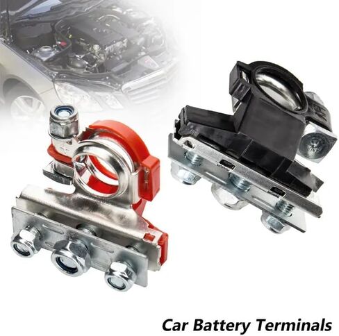 YSIL 3 Way Top Post Battery Terminal Connectors 12V Automotive Battery Wire Cable Terminal Clamp Ends Copper Plate with 3 Bolt for Car, Van, Boat, Motorcycle Postive and Negative Red & Black in Saudi Arabia