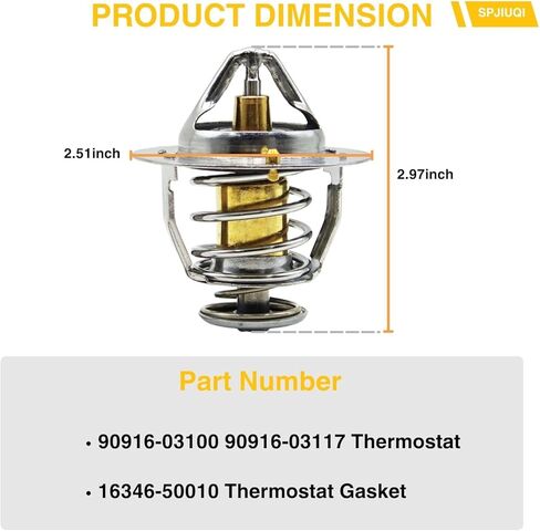 82℃ 180℉ 90916-03100 90916-03117 Engine Coolant Thermostat Fits Toyota 4Runner Land Cruiser Sequoia Tundra Lexus GS400 GS430 GX470 LS400 LS430 LX470 SC400 SC430 4.7L V8 in Saudi Arabia