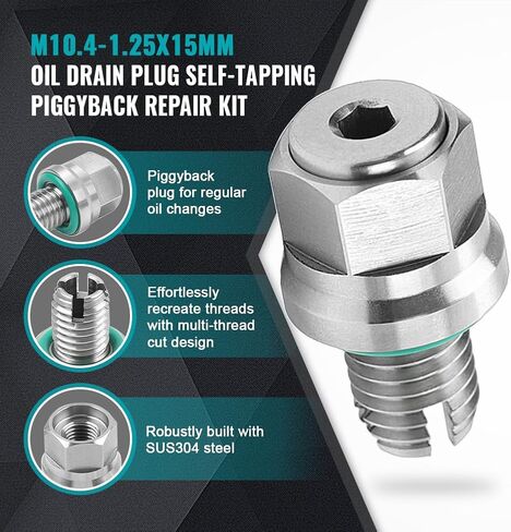 M10.4-1.25x15mm قابس تصريف الزيت مسمار وعاء الزيت المغناطيسي مع طقم إصلاح خيط غسالة سحق حلقة دائرية CNC فضي للشاحنة العالمية، البيك اب، المركبات، الدراجات النارية، سيارات الدفع الرباعي in Saudi Arabia