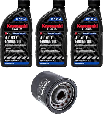 طقم تغيير الزيت 20W50 متوافق مع Kawasaki FX1000V FX921V (3) 99969-6298 (1) 49065-0724 (1) ملصق تذكير بالخدمة (1) مجموعة من القفازات in Kuwait