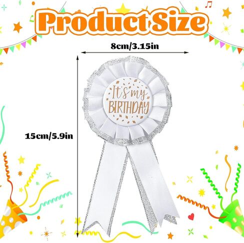 It's My Birthday Brooch Pin Satin Fabric Happy Birthday Button Apparel Pin Award Ribbon Badge Ideal Themed Party Decorations Awards Celebrations for Women and Men Party Decoration Gift (White) in Saudi Arabia